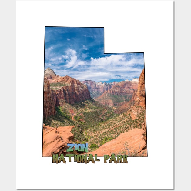 Utah State Outline (Zion National Park) Wall Art by gorff